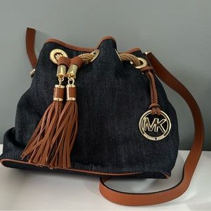 Michael Kors denim bucket bag